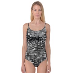 Recursive Subdivision Between 5 Source Lines Screen Black Camisole Leotard  by Simbadda