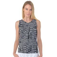 Recursive Subdivision Between 5 Source Lines Screen Black Women s Basketball Tank Top by Simbadda