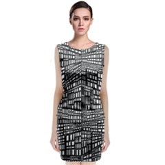 Recursive Subdivision Between 5 Source Lines Screen Black Classic Sleeveless Midi Dress by Simbadda