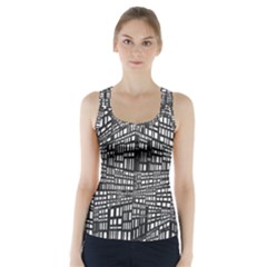 Recursive Subdivision Between 5 Source Lines Screen Black Racer Back Sports Top by Simbadda