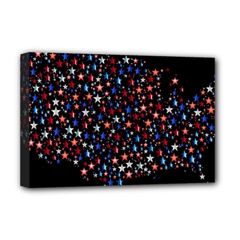 America Usa Map Stars Vector  Deluxe Canvas 18  X 12  