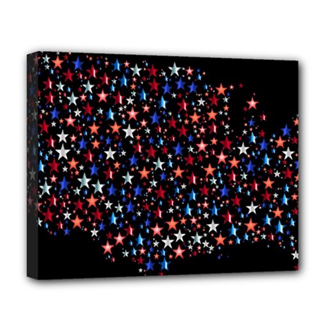 America Usa Map Stars Vector  Deluxe Canvas 20  X 16   by Simbadda