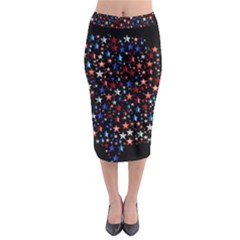 America Usa Map Stars Vector  Midi Pencil Skirt