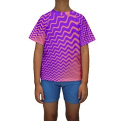 Pink And Purple Kids  Short Sleeve Swimwear