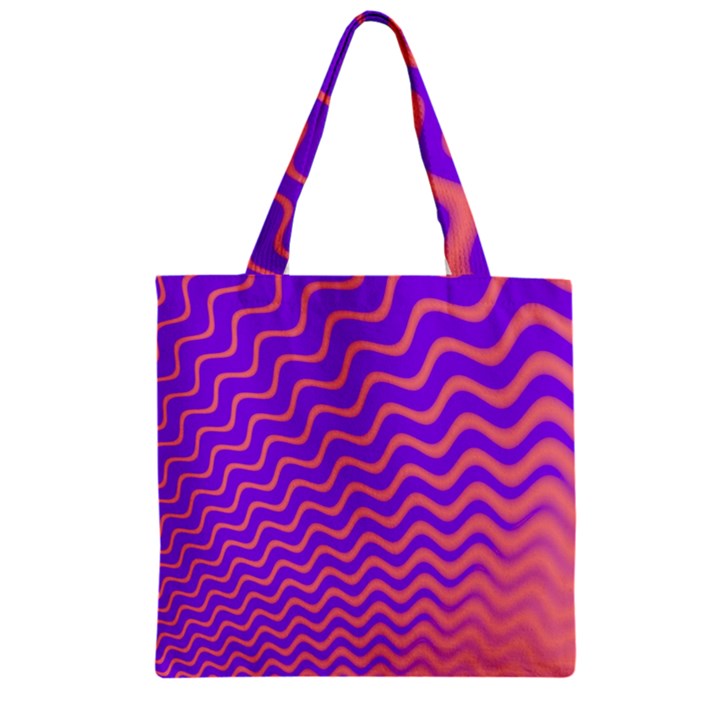 Pink And Purple Zipper Grocery Tote Bag