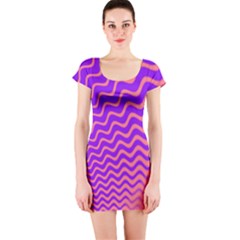 Pink And Purple Short Sleeve Bodycon Dress