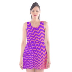 Pink And Purple Scoop Neck Skater Dress