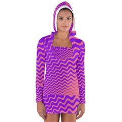 Pink And Purple Women s Long Sleeve Hooded T-shirt