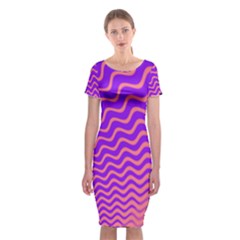 Pink And Purple Classic Short Sleeve Midi Dress