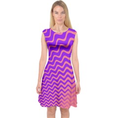 Pink And Purple Capsleeve Midi Dress