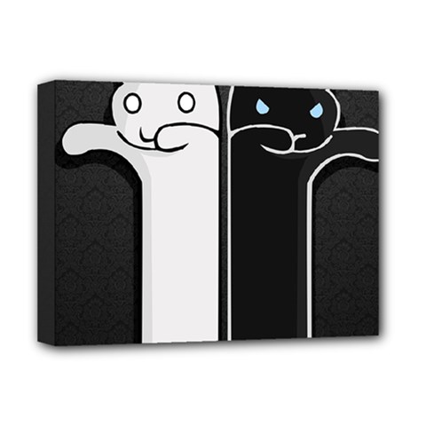 Texture Cats Black White Deluxe Canvas 16  X 12  