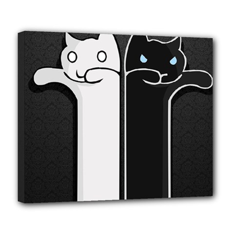 Texture Cats Black White Deluxe Canvas 24  X 20  