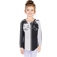 Texture Cats Black White Kids  Long Sleeve Tee