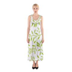 Leaves Pattern Seamless Sleeveless Maxi Dress