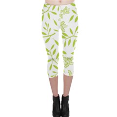 Leaves Pattern Seamless Capri Leggings 