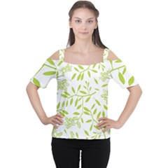 Leaves Pattern Seamless Women s Cutout Shoulder Tee