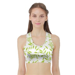 Leaves Pattern Seamless Sports Bra With Border