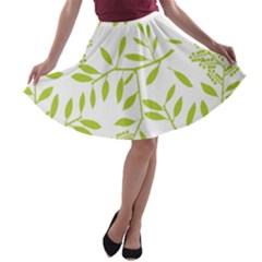 Leaves Pattern Seamless A-line Skater Skirt by Simbadda