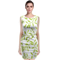 Leaves Pattern Seamless Classic Sleeveless Midi Dress