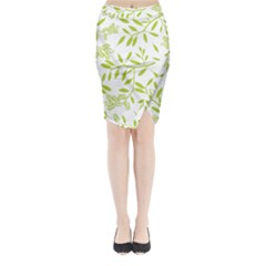 Leaves Pattern Seamless Midi Wrap Pencil Skirt by Simbadda