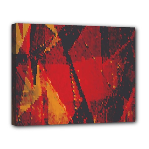 Surface Line Pattern Red Canvas 14  X 11  by Simbadda