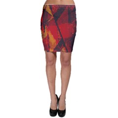 Surface Line Pattern Red Bodycon Skirt