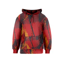 Surface Line Pattern Red Kids  Zipper Hoodie by Simbadda