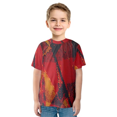 Surface Line Pattern Red Kids  Sport Mesh Tee by Simbadda