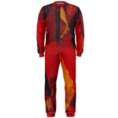 Surface Line Pattern Red Onepiece Jumpsuit (men)  by Simbadda