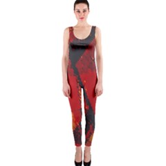 Surface Line Pattern Red Onepiece Catsuit by Simbadda