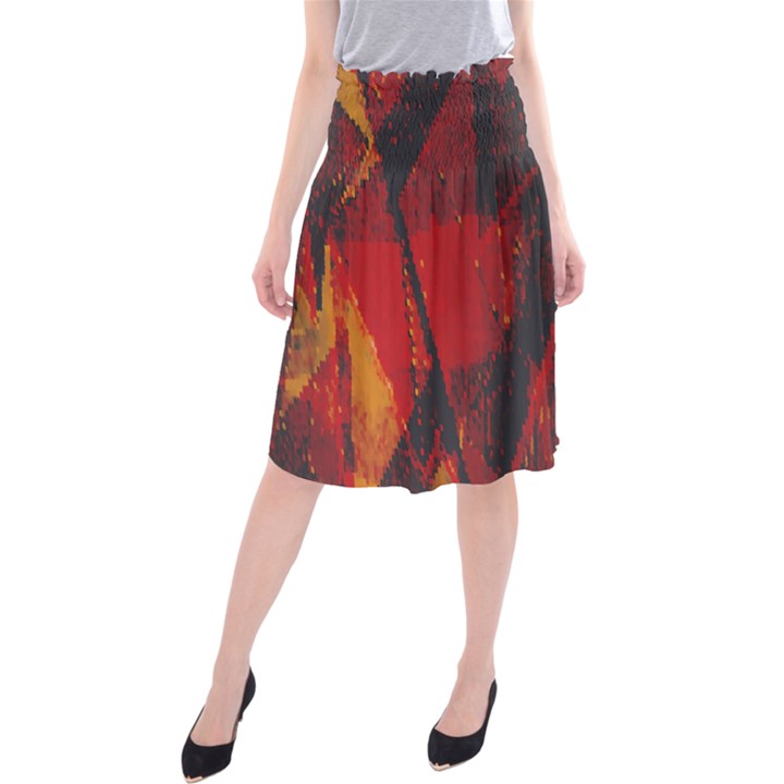 Surface Line Pattern Red Midi Beach Skirt