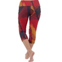 Surface Line Pattern Red Capri Yoga Leggings View4