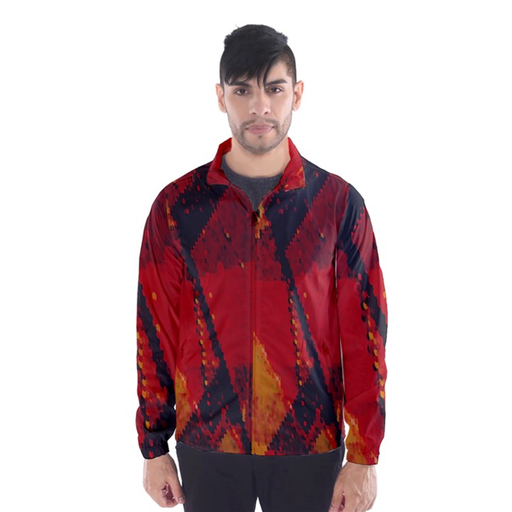 Surface Line Pattern Red Wind Breaker (Men)