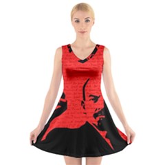 Lenin  V-Neck Sleeveless Skater Dress