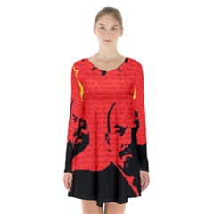 Lenin  Long Sleeve Velvet V-neck Dress