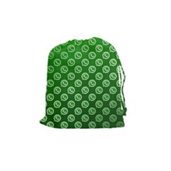 Whatsapp Logo Pattern Drawstring Pouches (medium)  by Simbadda