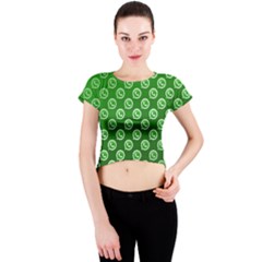 Whatsapp Logo Pattern Crew Neck Crop Top