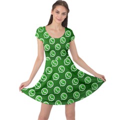 Whatsapp Logo Pattern Cap Sleeve Dresses by Simbadda