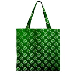 Whatsapp Logo Pattern Zipper Grocery Tote Bag by Simbadda