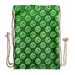 Whatsapp Logo Pattern Drawstring Bag (large)