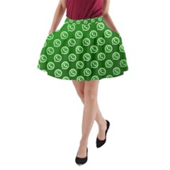 Whatsapp Logo Pattern A-line Pocket Skirt