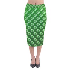 Whatsapp Logo Pattern Velvet Midi Pencil Skirt