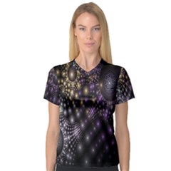 Fractal Patterns Dark Circles Women s V-neck Sport Mesh Tee