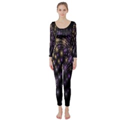 Fractal Patterns Dark Circles Long Sleeve Catsuit