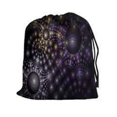 Fractal Patterns Dark Circles Drawstring Pouches (xxl) by Simbadda