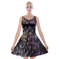 Fractal Patterns Dark Circles Velvet Skater Dress