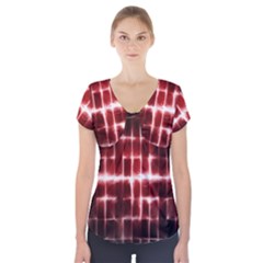 Electric Lines Pattern Short Sleeve Front Detail Top