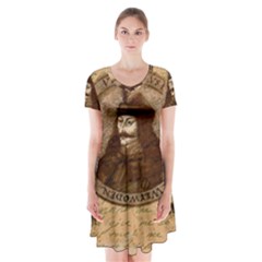 Count Vlad Dracula Short Sleeve V-neck Flare Dress