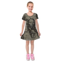 Indian Chief Kids  Short Sleeve Velvet Dress by Valentinaart