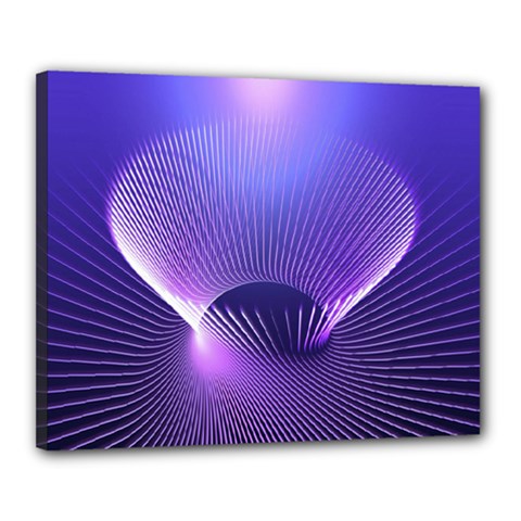 Abstract Fractal 3d Purple Artistic Pattern Line Canvas 20  X 16 